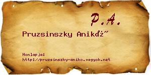 Pruzsinszky Anikó névjegykártya